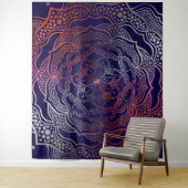 Levendige Mandala Boho Chic Elegante Navy Roze Gou Wandkleed (In situ)