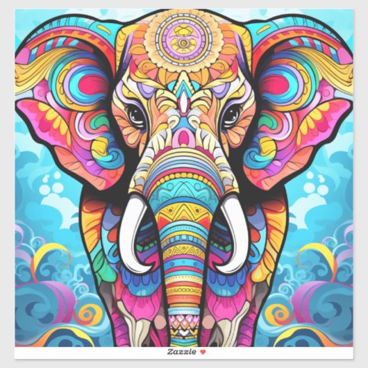 Levendige Mandala Elephant Sticker (Vel)
