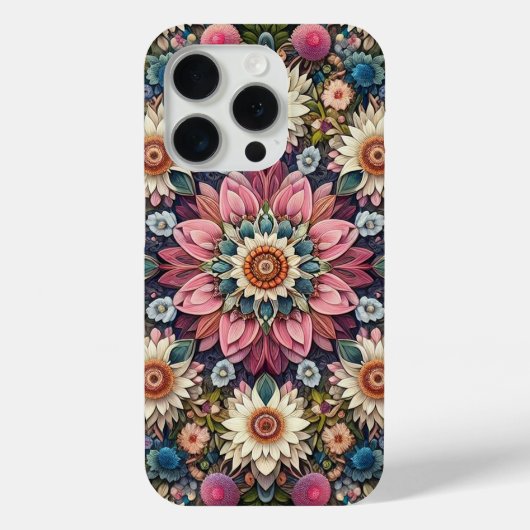 Levendige Mandala Floral iPhone Case (Achterkant)