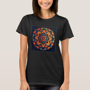 Levendige Mandala illustratie Kleurrijke Symbool V T-shirt