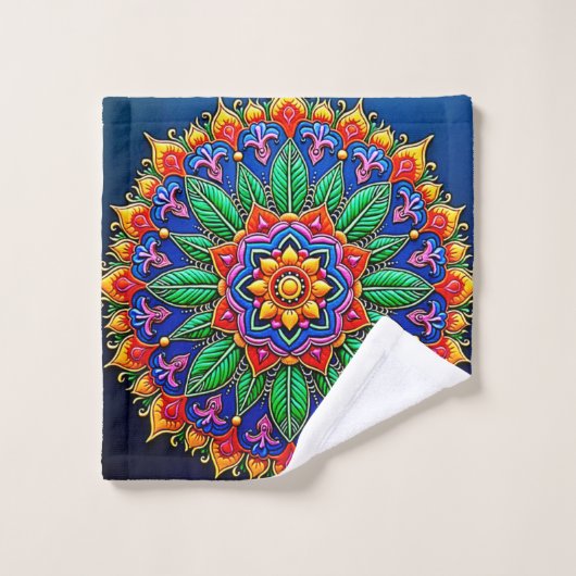 Levendige Mandala Kunstenaarschap Bad Handdoek (Wasdoekje)