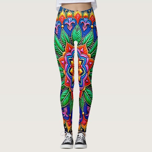 Levendige Mandala Kunstenaarschap Leggings (Voorkant)