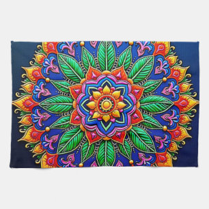 Levendige Mandala Kunstenaarschap Theedoek