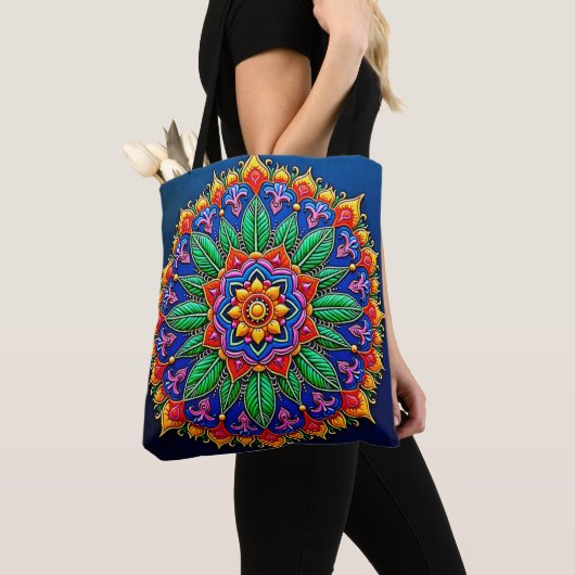 Levendige Mandala Kunstenaarschap Tote Bag (Dichtbij)