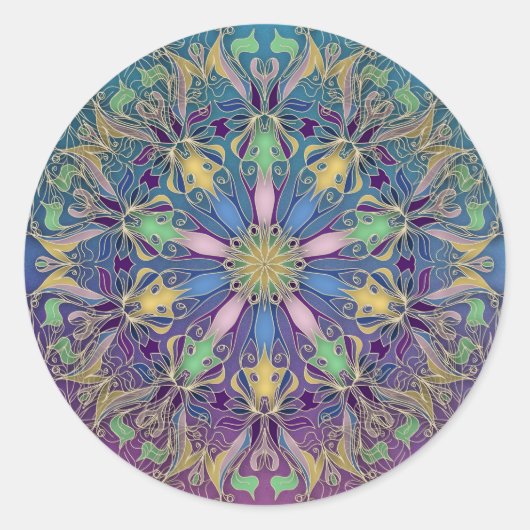 Levendige Mandala Sticker (Voorkant)