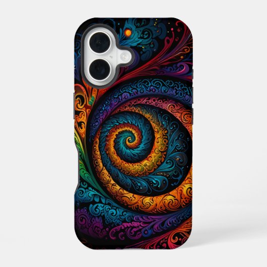 Levendige Mandala Swirl: OtterBox iPhone 16 Hoesje (Achterkant)