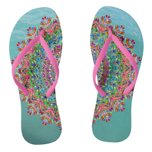 Levendige mandala-teenslippers teenslippers (Voetbed)