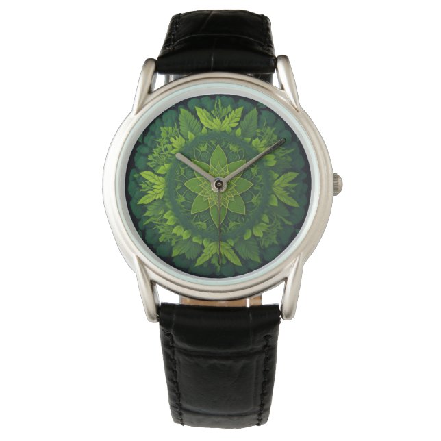 Levendige mandala van bosbegroeiing horloge (Voorkant)