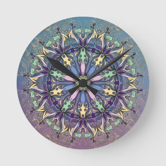 Levendige Mandala wandklok (Voorkant)