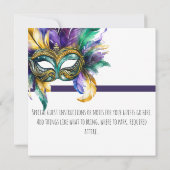 Levendige Mardi Gras Masker en Kralen Party Kaart (Achterkant)
