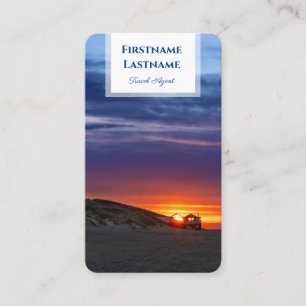 Levendige maritieme strand zonsondergang reisagent visitekaartje