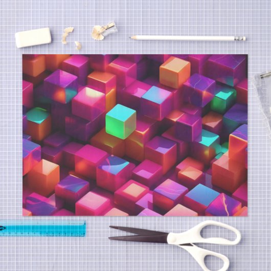 Levendige marmeren fusiekubus tissuepapier (Craft)