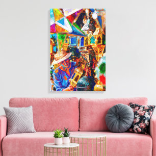 Levendige Marokkaanse Lantaarn Markt Olie Schilder Canvas Afdruk