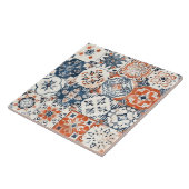 Levendige Marokkaanse Patchwork – Boho Blue, Red & Tegeltje (Zijkant)
