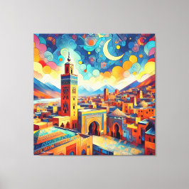 Levendige Marokkaanse skyline – Azilal Canvas Afdruk