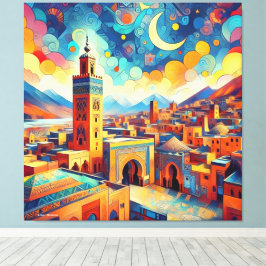Levendige Marokkaanse skyline – Azilal Canvas Afdruk