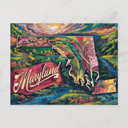 Levendige Maryland kaart kunst (Voorkant)