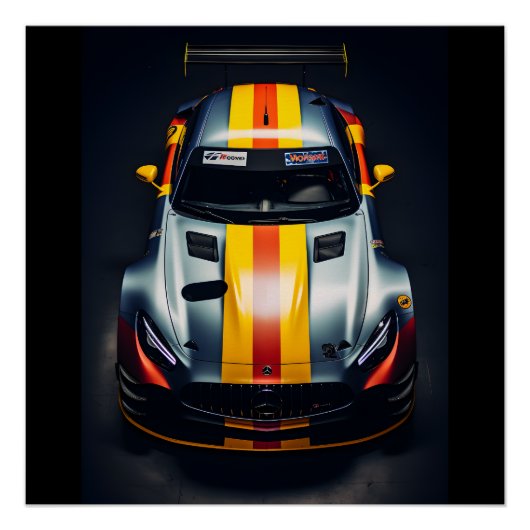 Levendige Matte Race Car Poster - Rev Up Your Wall (Voorkant)