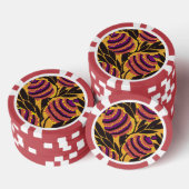 Levendige Maximalistische Paarse & Turkooizen Bloe Poker Chips (Opstapeling)