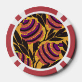 Levendige Maximalistische Paarse & Turkooizen Bloe Poker Chips (Achterkant)