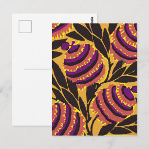 Levendige Maximalistische Paarse & Turquoise Bloem Briefkaart