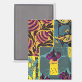 Levendige Maximalistische Paarse & Turquoise Bloem Magneet (Voorkant / Achterkant)