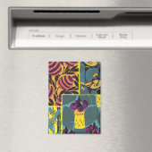 Levendige Maximalistische Paarse & Turquoise Bloem Magneet (Insitu (Vaatwasser))