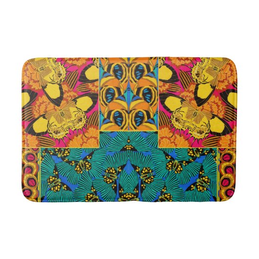 Levendige Maximalistische Roze & Turquoise Vlinder Badmat (Voorkant)