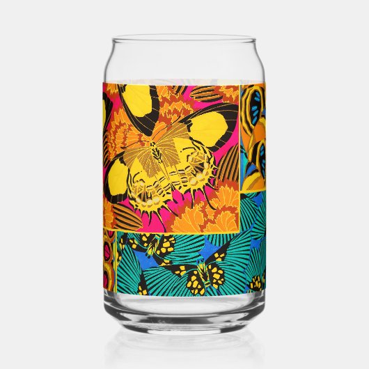 Levendige Maximalistische Roze & Turquoise Vlinder Blikvorm Glas (Voorkant)