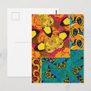 Levendige Maximalistische Roze & Turquoise Vlinder Briefkaart