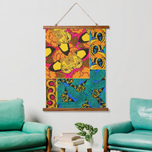 Levendige Maximalistische Roze & Turquoise Vlinder Hangend Wandkleed