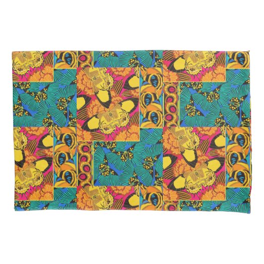 Levendige Maximalistische Roze & Turquoise Vlinder Kussensloop (Voorkant)