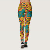 Levendige Maximalistische Roze & Turquoise Vlinder Leggings (Achterkant)