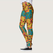 Levendige Maximalistische Roze & Turquoise Vlinder Leggings (Links)