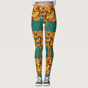 Levendige Maximalistische Roze & Turquoise Vlinder Leggings