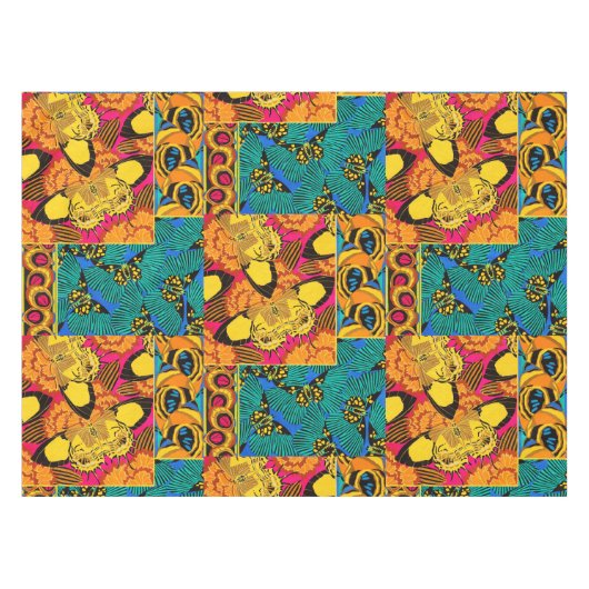 Levendige Maximalistische Roze & Turquoise Vlinder Tafelkleed (Voorkant (Horizontaal))