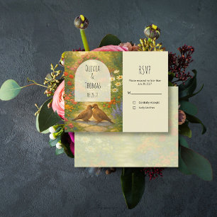 Levendige Maximalistische Tuinboog Liefdesvogels RSVP Kaartje
