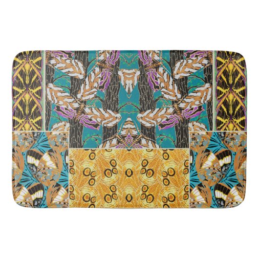 Levendige Maximalistische Turquoise & Paarse Vlind Badmat (Voorkant)