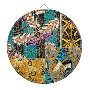 Levendige Maximalistische Turquoise & Paarse Vlind Dartbord