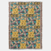 Levendige Maximalistische Turquoise & Paarse Vlind Deken (Voorkant Verticaal)