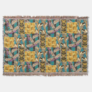 Levendige Maximalistische Turquoise & Paarse Vlind Deken