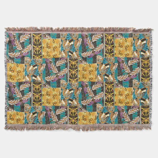 Levendige Maximalistische Turquoise & Paarse Vlind Deken (Voorkant)
