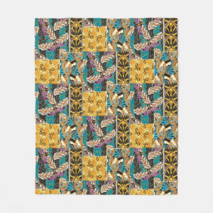 Levendige Maximalistische Turquoise & Paarse Vlind Fleece Deken