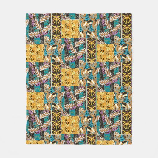 Levendige Maximalistische Turquoise & Paarse Vlind Fleece Deken (Voorkant)