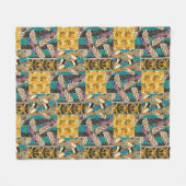 Levendige Maximalistische Turquoise & Paarse Vlind Fleece Deken (Voorkant (Horizontaal))