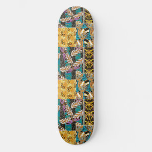 Levendige Maximalistische Turquoise & Paarse Vlind Persoonlijk Skateboard