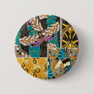 Levendige Maximalistische Turquoise & Paarse Vlind Ronde Button 5,7 Cm