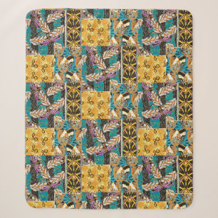 Levendige Maximalistische Turquoise & Paarse Vlind Sherpa Deken