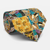 Levendige Maximalistische Turquoise & Paarse Vlind Stropdas (Opgerold)