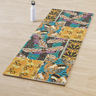 Levendige Maximalistische Turquoise & Paarse Vlind Yogamat